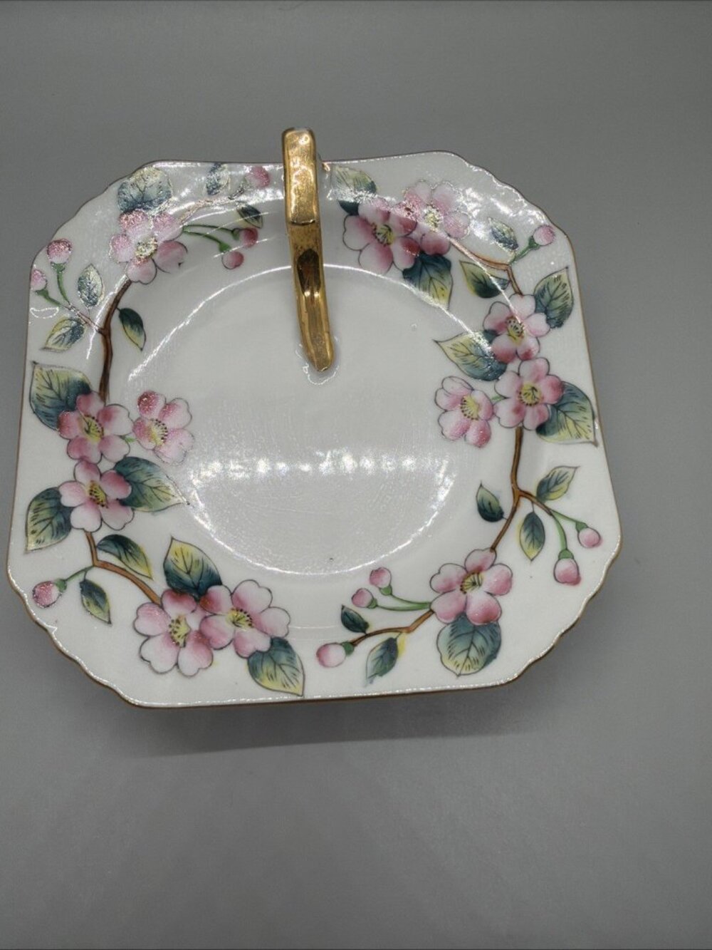 Rosetti Lemon Server Trinket Dish Handpainted Flowers Square 5.5” Occupied Japan